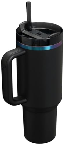 STANLEY Quencher H2.0 Tumbler with Handle and Straw 40 oz | Flowstate 3-Position Lid | Cup Holder Compatible for Travel | Insulated Stainless Steel Cup | BPA-Free | Black Chroma