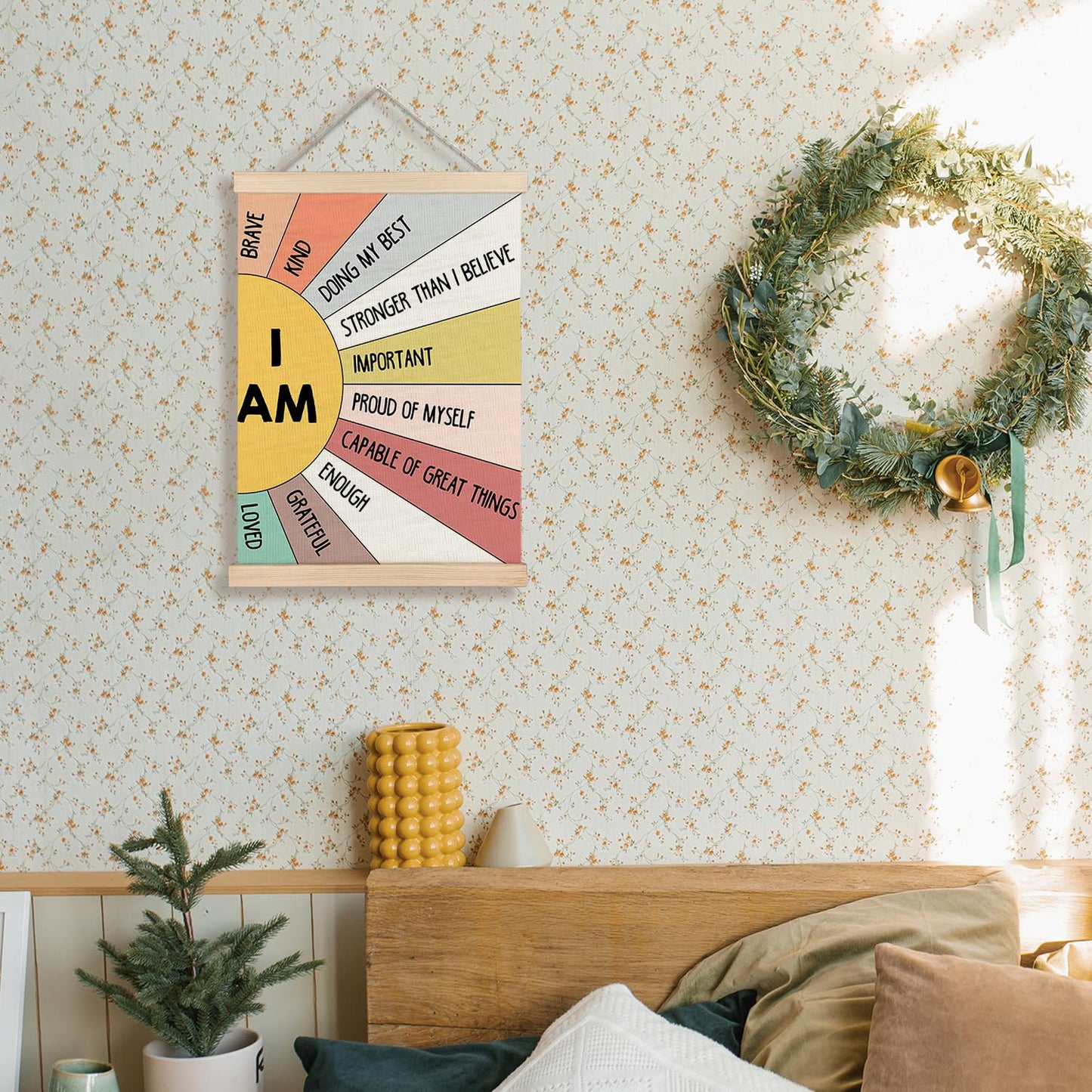 Supwhd Affirmation Wall Decor for Kids Boys Girls, I am Kind I am Brave Positive Affirmations Wall Decor, Affirmation Wall Art for Nursery Classroom Kids Bedroom 16x24