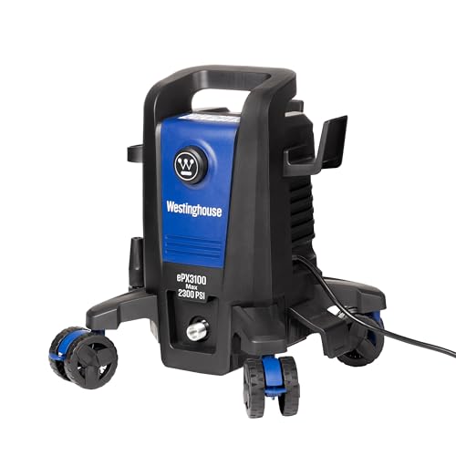 Westinghouse ePX3100 Electric Pressure Washer, 2300 Max PSI 1.76 Max GPM with Anti-Tipping Technology, Onboard Soap Tank, Pro-Style Steel Wand, 5-Nozzle Set, for Cars/Fences/Driveways/Home/Patios
