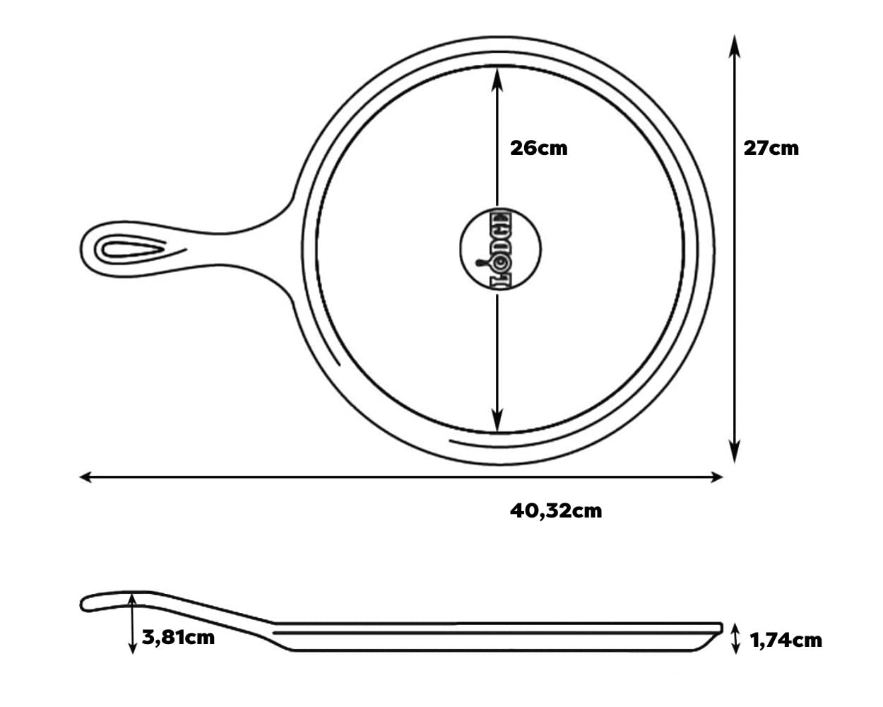 Lodge L9OG3 Cast Iron Round Griddle, Pre-Seasoned, 10.5-inch