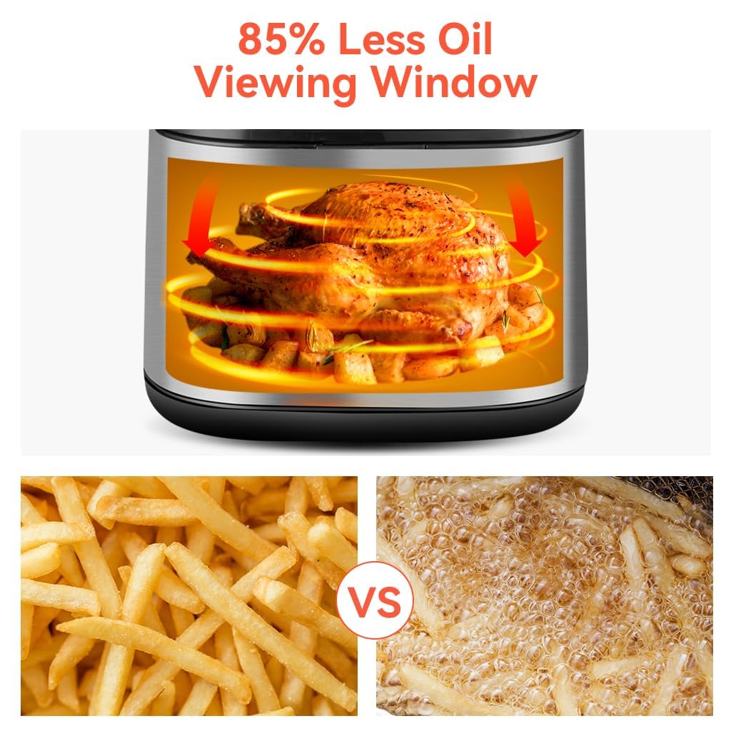 ASZ Air Fryer with Window Visible- 5 quart Compact- Digital Airfryer 5qt for 2-3 people - 5 qt for Office Dorm Room - 8 in 1 Bake Toast Broil Reheat - 1400W, 400℉ Kitchen Airfry Countertop Gift