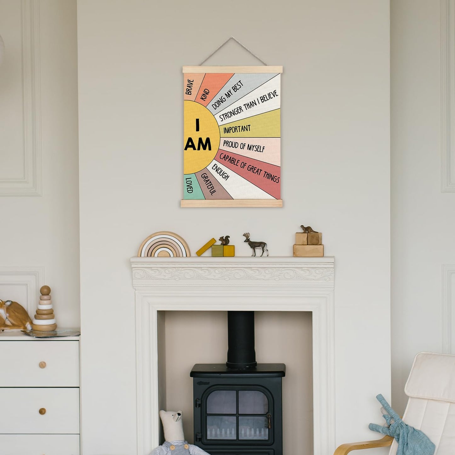 Supwhd Affirmation Wall Decor for Kids Boys Girls, I am Kind I am Brave Positive Affirmations Wall Decor, Affirmation Wall Art for Nursery Classroom Kids Bedroom 16x24