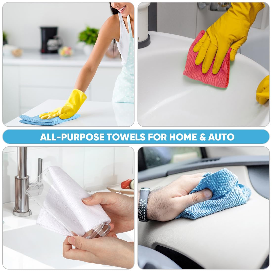 AIDEA Shop Towels 55 Sheets, Microfiber Cleaning Cloth Blue Shop Rags Washable, Microfiber Towels for Cars, Cleaning Rags Reusable Paper Towel for Automotive, Mechanic, Workshop, House, Kitchen,11×9"