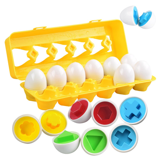 CPSYUB Matching Eggs Toys Color & Shape Recognition Sorter Puzzle, Montessori Toys for Baby Easter Travel Bingo Game, Sensory Early Learning Fine Motor Skills for Year Old Kids