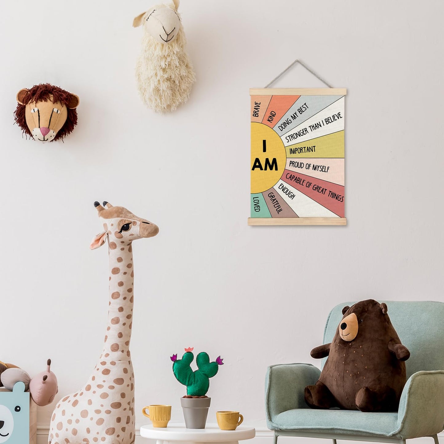 Supwhd Affirmation Wall Decor for Kids Boys Girls, I am Kind I am Brave Positive Affirmations Wall Decor, Affirmation Wall Art for Nursery Classroom Kids Bedroom 16x24