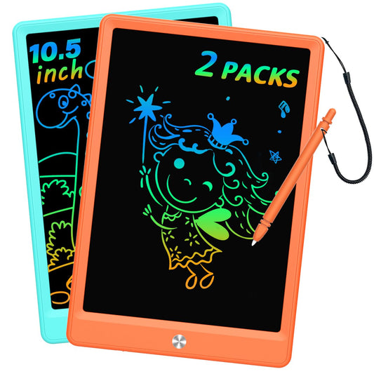 BUKEBU LCD Writing Tablet Doodle Board, Colorful Drawing Pad, Electronic Drawing Tablet, Drawing Pads,Travel Gifts for Kids Ages 3 4 5 6 7 8 Year Old Girls Boys (10.5 inch, Blue&Orange)