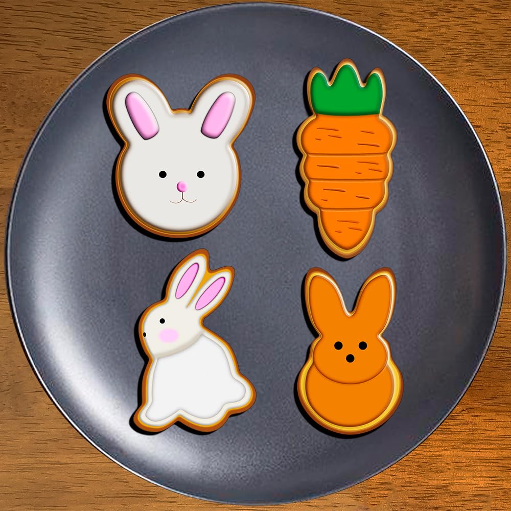 Easter Cookie Cutters Set - Bunny, Egg, Bunny Face, Rabbit, Butterfly, Flower, Chick, Carrot, Four Leaf Clover - 9PCS Easter Cookie Cutters - Large Easter Cookie Cutters for Spring Holiday Baking