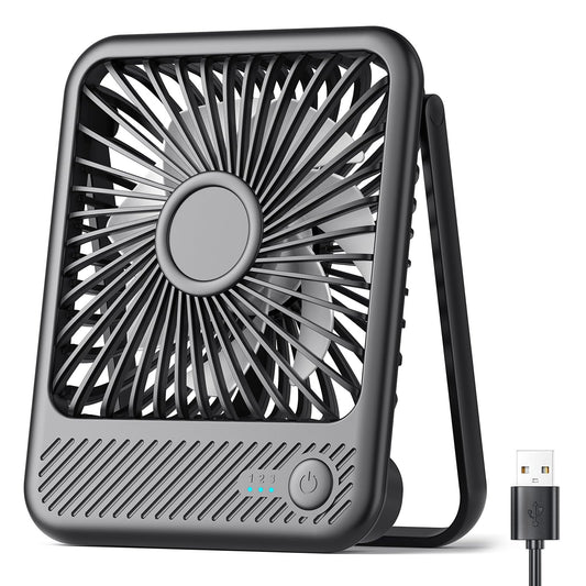 Koonie USB Desk Fan, Strong Wind Ultra Quiet Small Personal Fan with 180° Tilt Folding and 3 Speeds Adjustable, USB-C Corded Powered Mini USB Fan for Office Desktop Bedroom, 5in