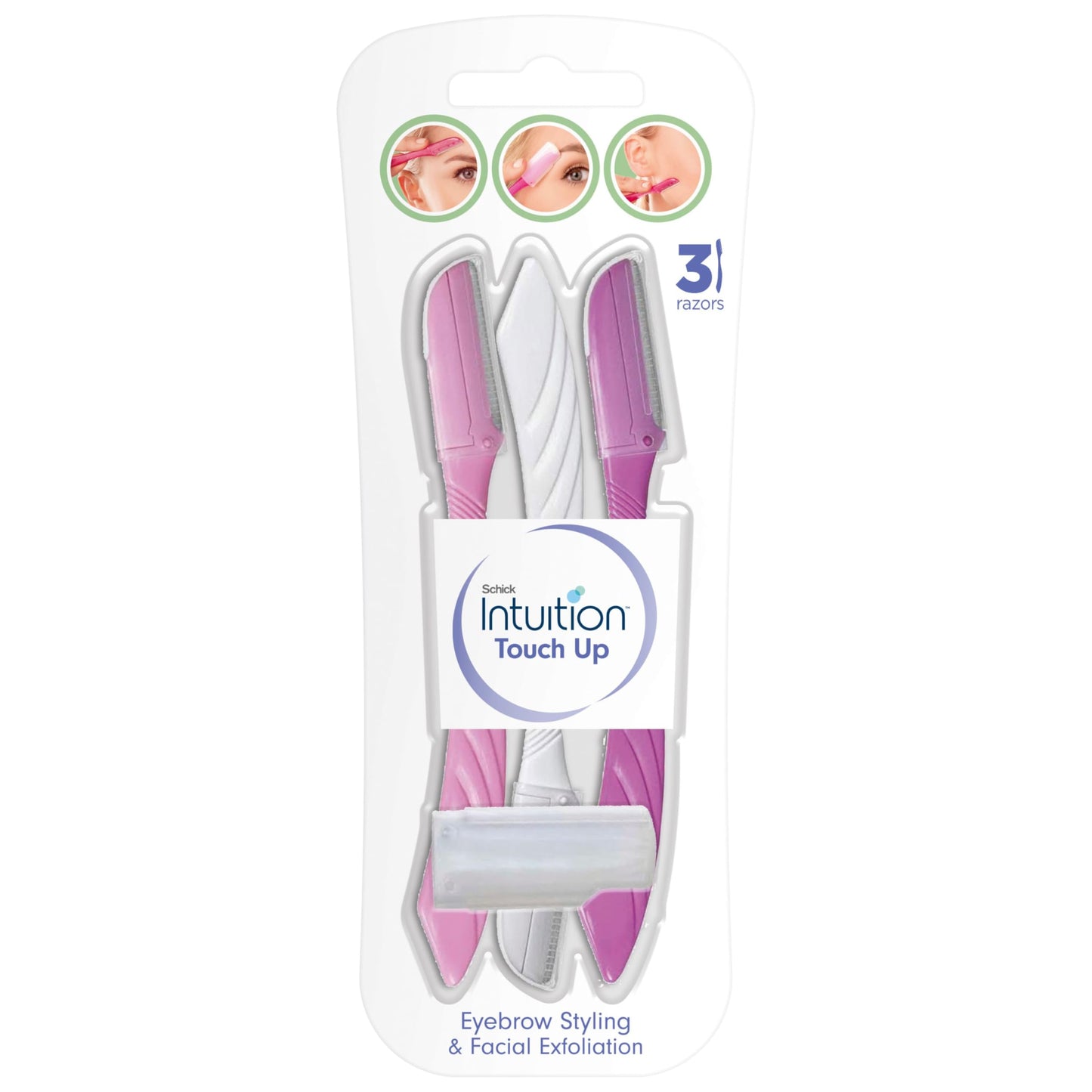 Schick Hydro Silk Touch-Up Dermaplaning Tool with Precision Cover, 3ct | Dermaplane Razor, Face Razors for Women, Eyebrow Razor, Facial Razor, Dermaplaning Razor, Womens Face Razor Peach Fuzz Remover