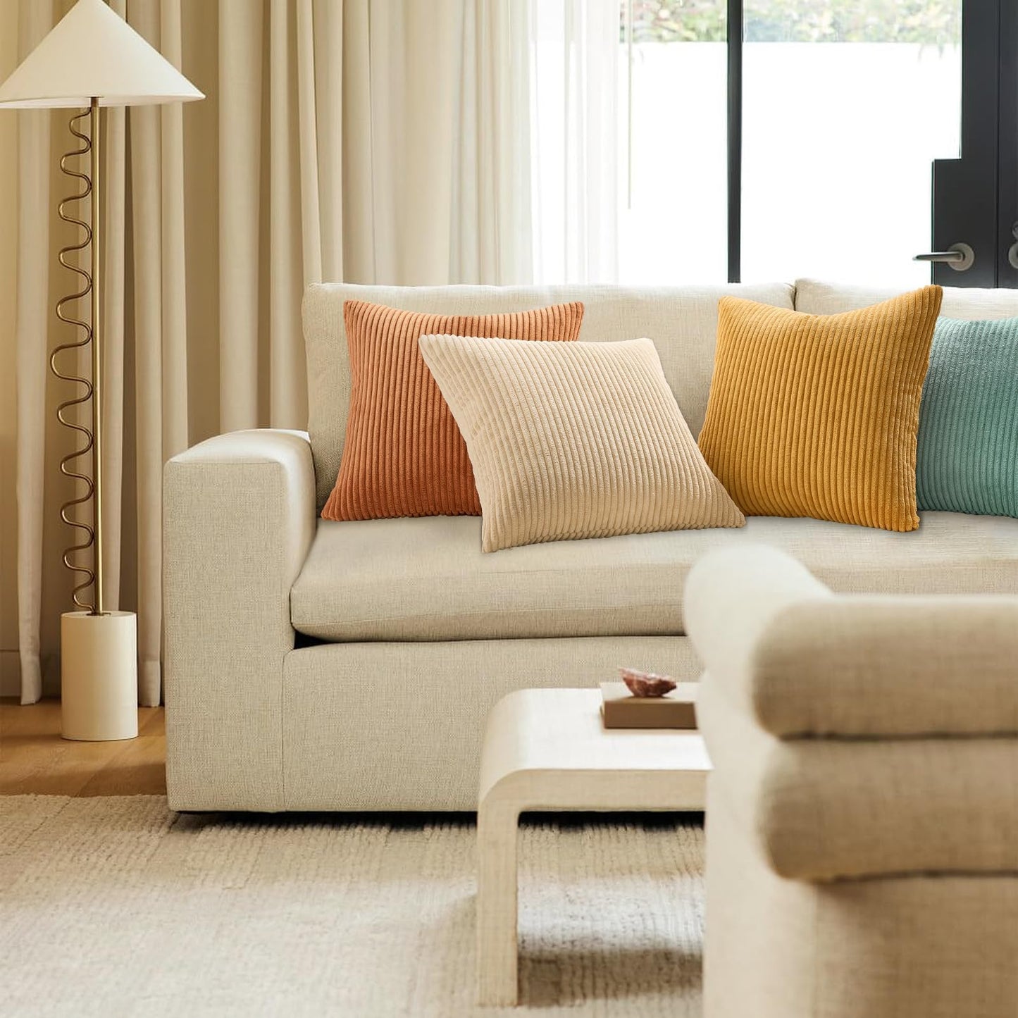 Topfinel Decorative Throw Pillow Covers Cushion Cases, Set of 4 Soft Velvet Modern Double-Sided Designs, Mix and Match for Boho Farmhouse Fall Home Decor (18x18 inch, Orange/Teal)