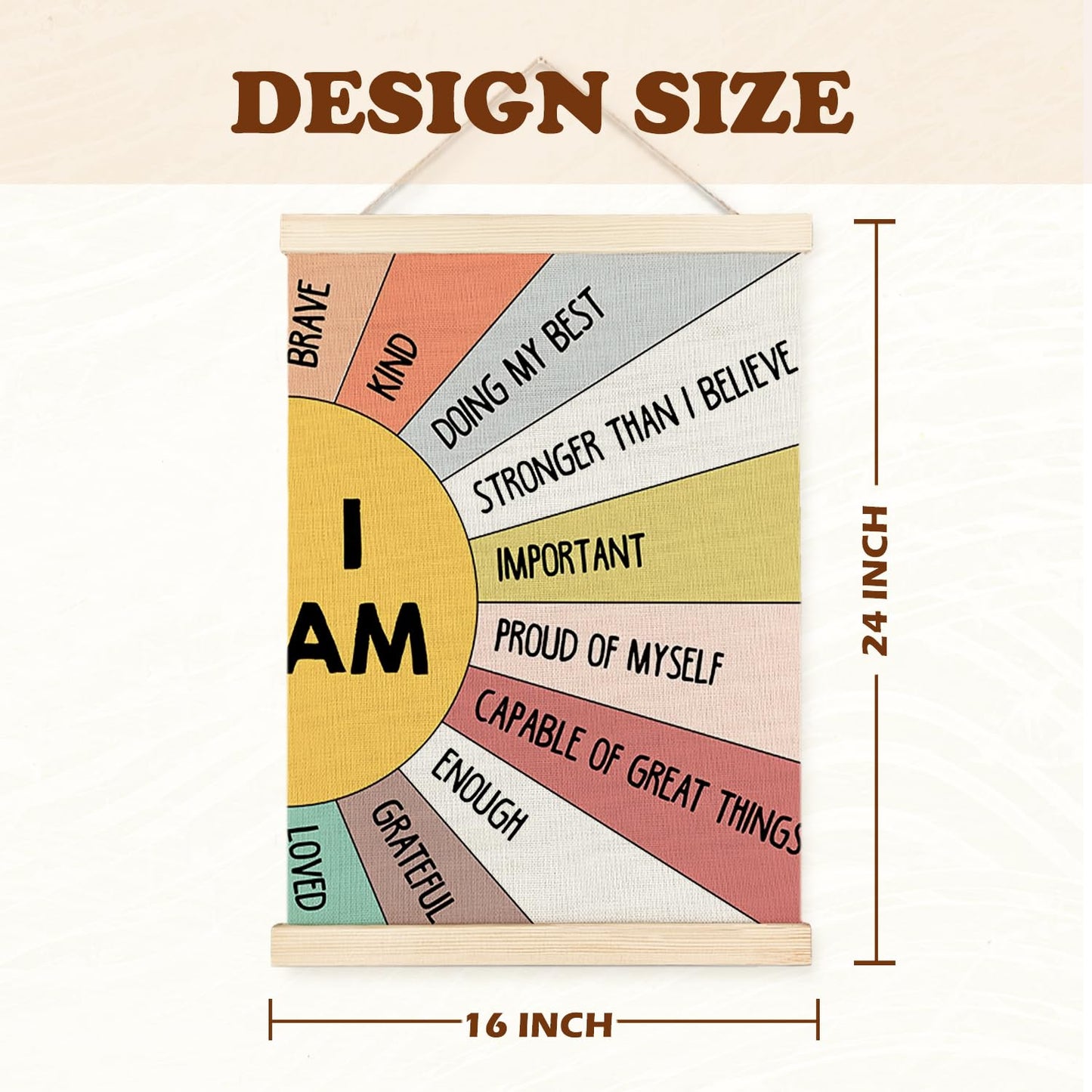 Supwhd Affirmation Wall Decor for Kids Boys Girls, I am Kind I am Brave Positive Affirmations Wall Decor, Affirmation Wall Art for Nursery Classroom Kids Bedroom 16x24