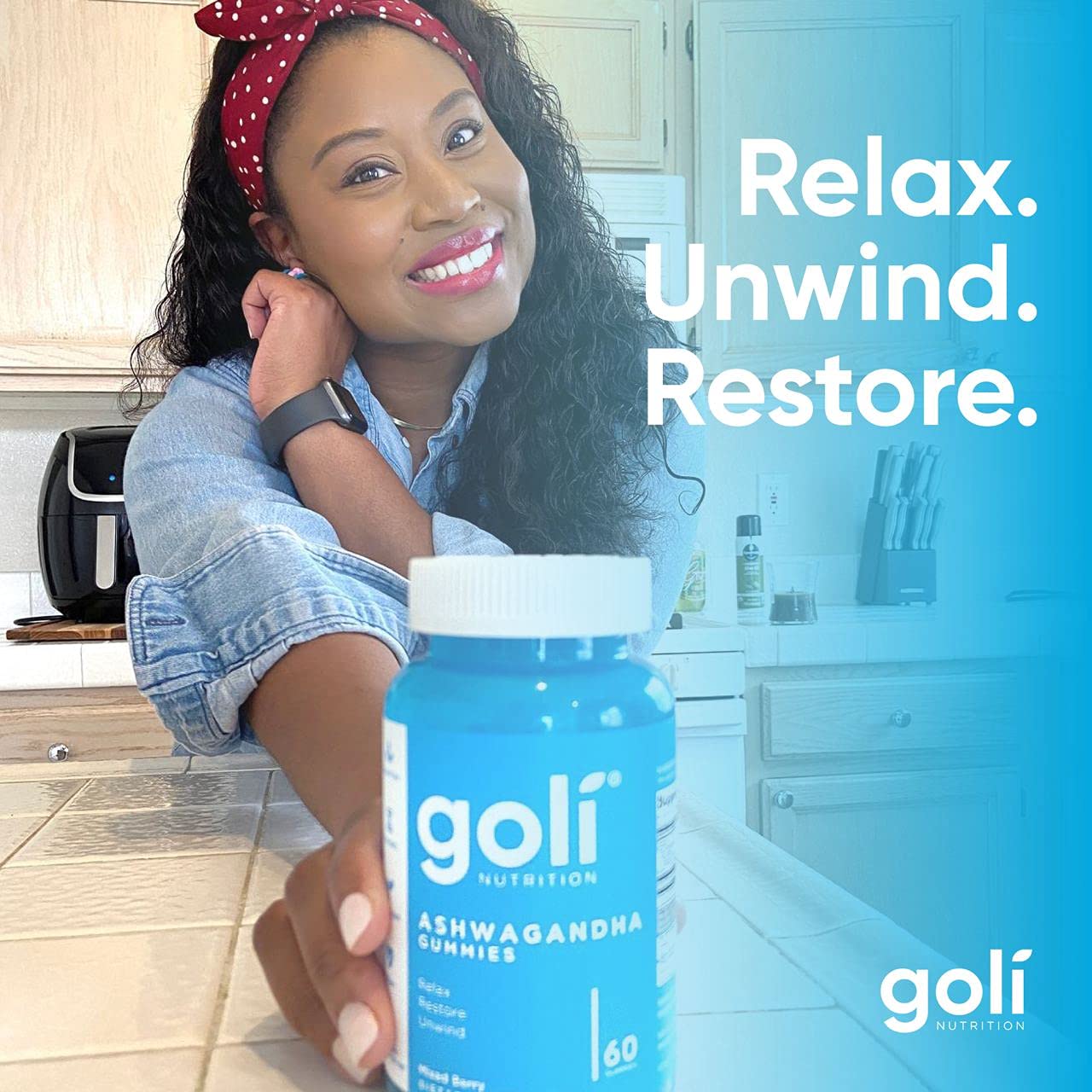 Goli Ashwagandha & Vitamin D Gummy - 180 Count - Mixed Berry, KSM-66, Vegan, Plant Based, Non-GMO, Gluten-Free & Gelatin Free Relax. Restore. Unwind, Pack of 3