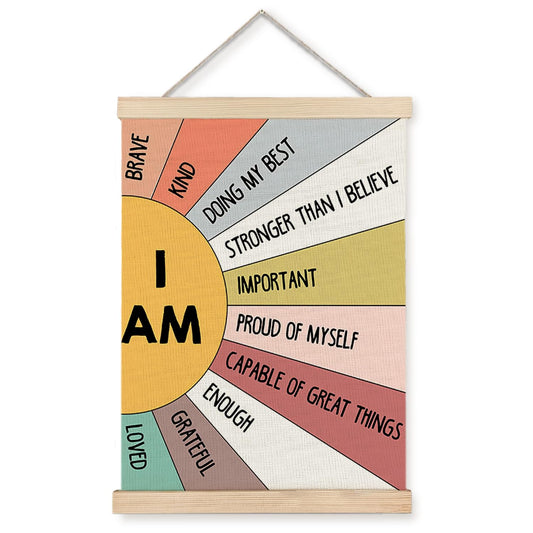 Supwhd Affirmation Wall Decor for Kids Boys Girls, I am Kind I am Brave Positive Affirmations Wall Decor, Affirmation Wall Art for Nursery Classroom Kids Bedroom 16x24