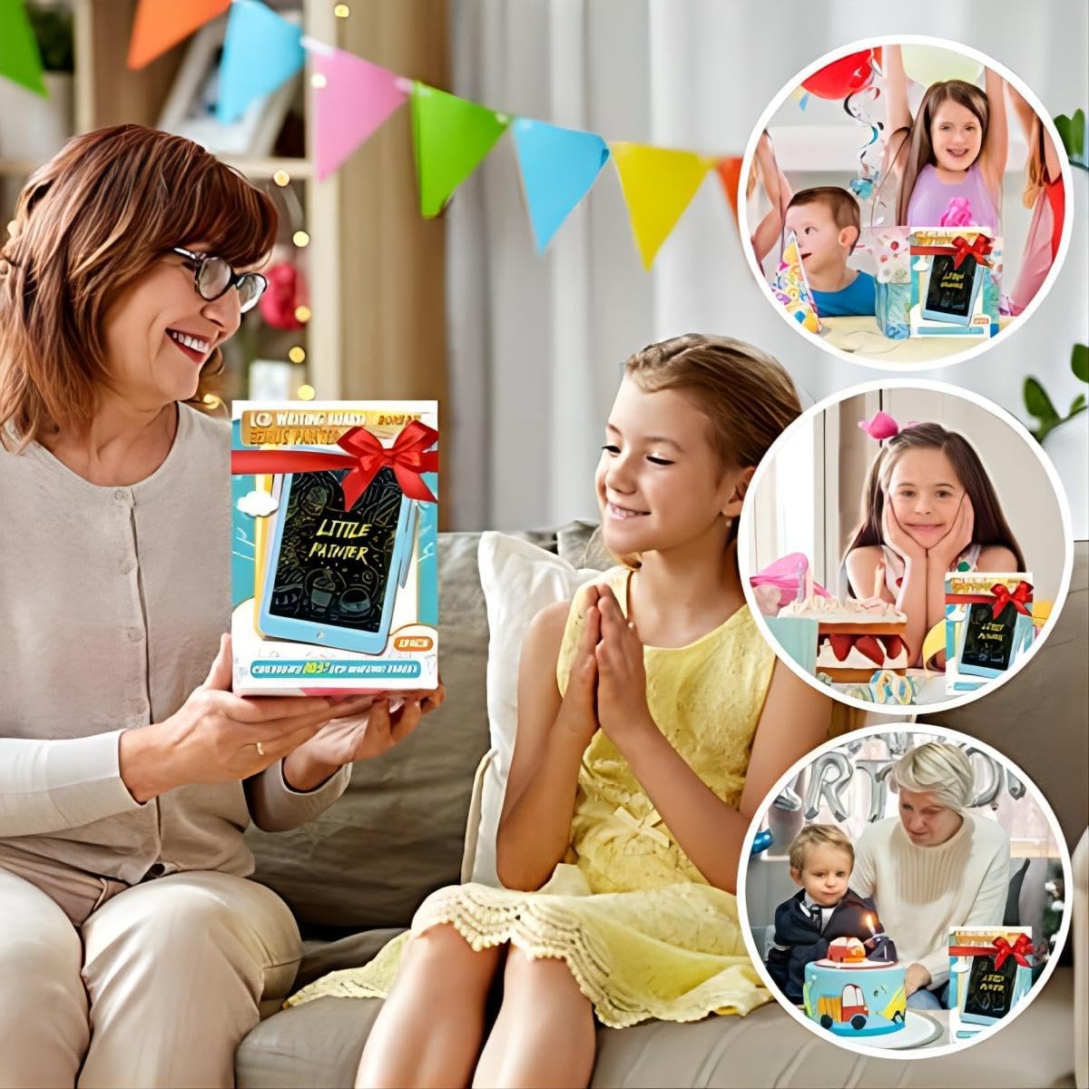 BUKEBU LCD Writing Tablet Doodle Board, Colorful Drawing Pad, Electronic Drawing Tablet, Drawing Pads,Travel Gifts for Kids Ages 3 4 5 6 7 8 Year Old Girls Boys (10.5 inch, Blue&Orange)