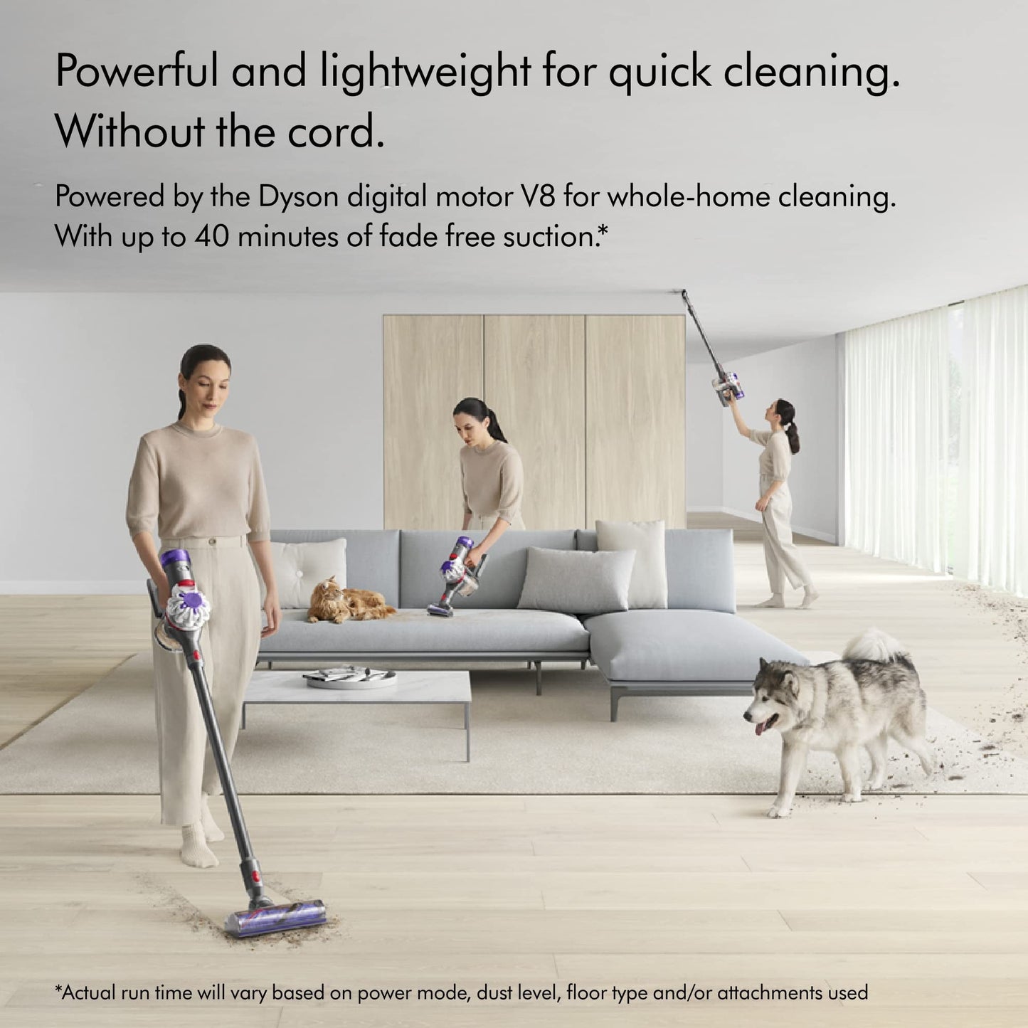 Dyson V8 Plus Cordless Vacuum, Silver/Nickel
