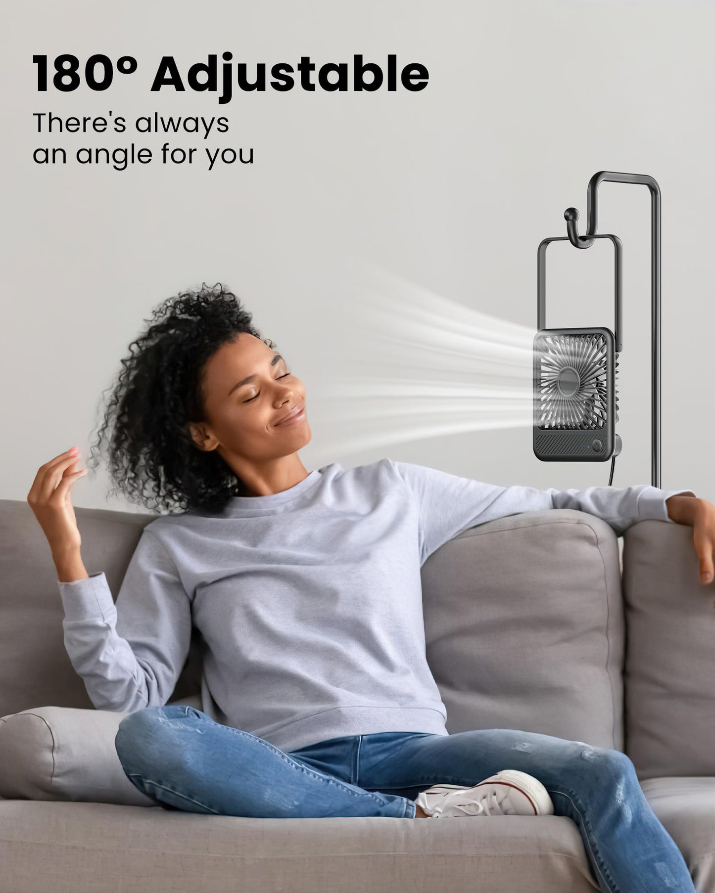 Koonie USB Desk Fan, Strong Wind Ultra Quiet Small Personal Fan with 180° Tilt Folding and 3 Speeds Adjustable, USB-C Corded Powered Mini USB Fan for Office Desktop Bedroom, 5in