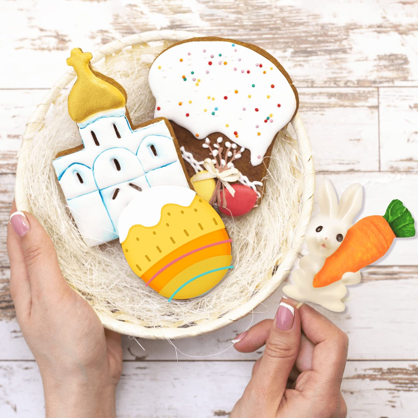 5Pcs Easter Fondant Molds Silicone Candy Molds Set Easter Egg Silicone Molds Bunny Silicone Chocolate Mold Carrot Shaped Molds for Cupcake Topper Chocolate Pastry,Cookie Jelly and Cake Decorations