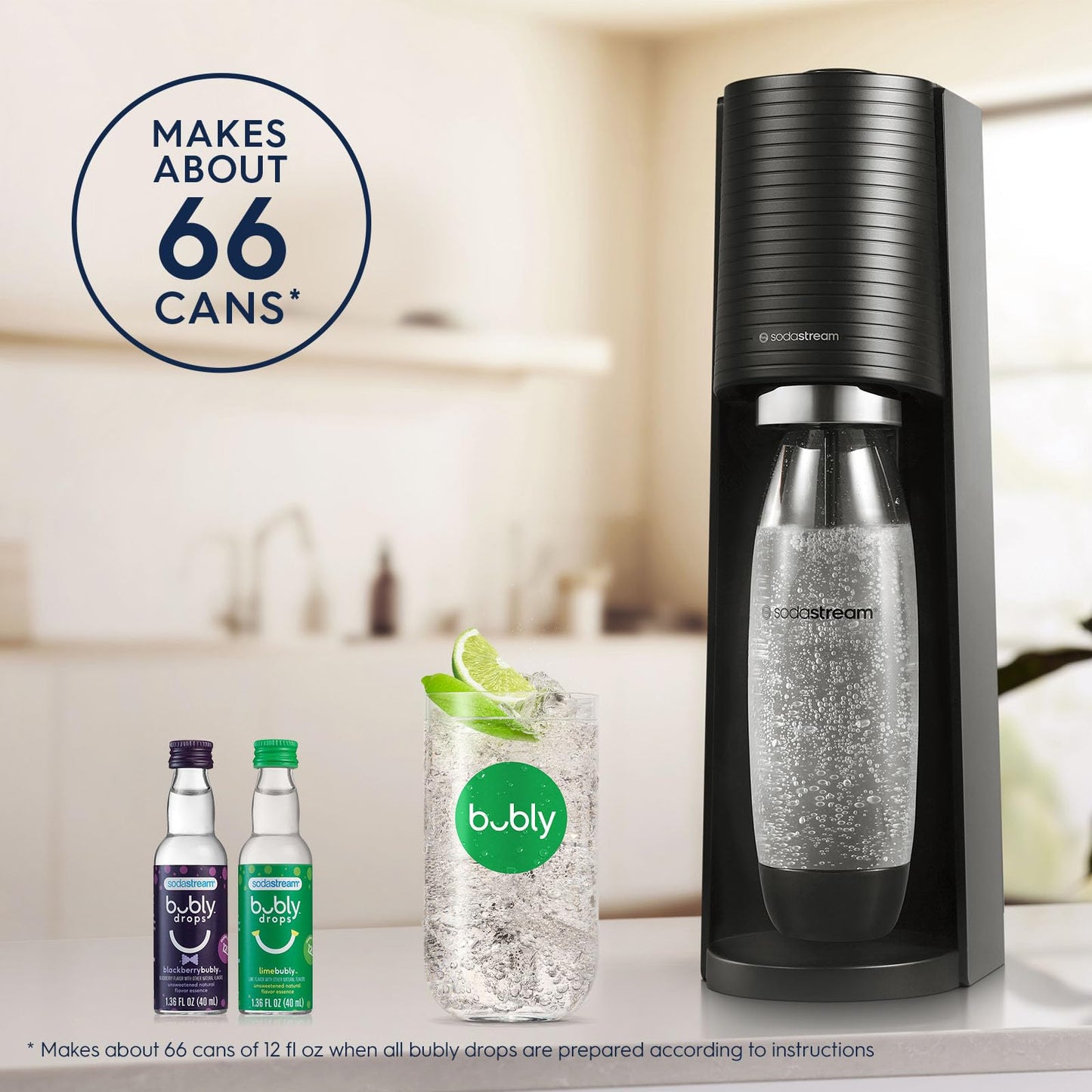 SodaStream Terra Sparkling Water Maker Bundle (Black), with CO2, DWS Bottles, and Bubly Drops Flavors