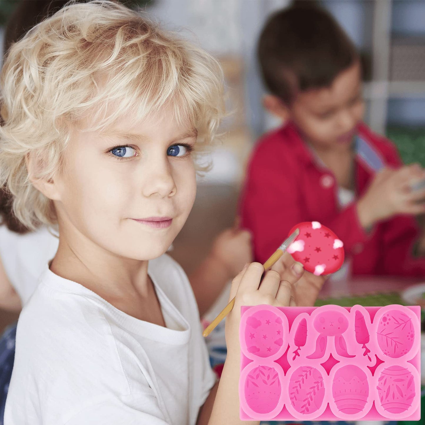 5Pcs Easter Fondant Molds Silicone Candy Molds Set Easter Egg Silicone Molds Bunny Silicone Chocolate Mold Carrot Shaped Molds for Cupcake Topper Chocolate Pastry,Cookie Jelly and Cake Decorations