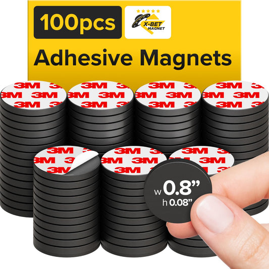 X-bet MAGNET Hyper-Sticky Magnets with Adhesive Backing - 0.8" Strong Magnetic Dots for Whiteboard, Fridge, Crafts - Easy to Cut Stickers for Planning and Organization - 100pcs