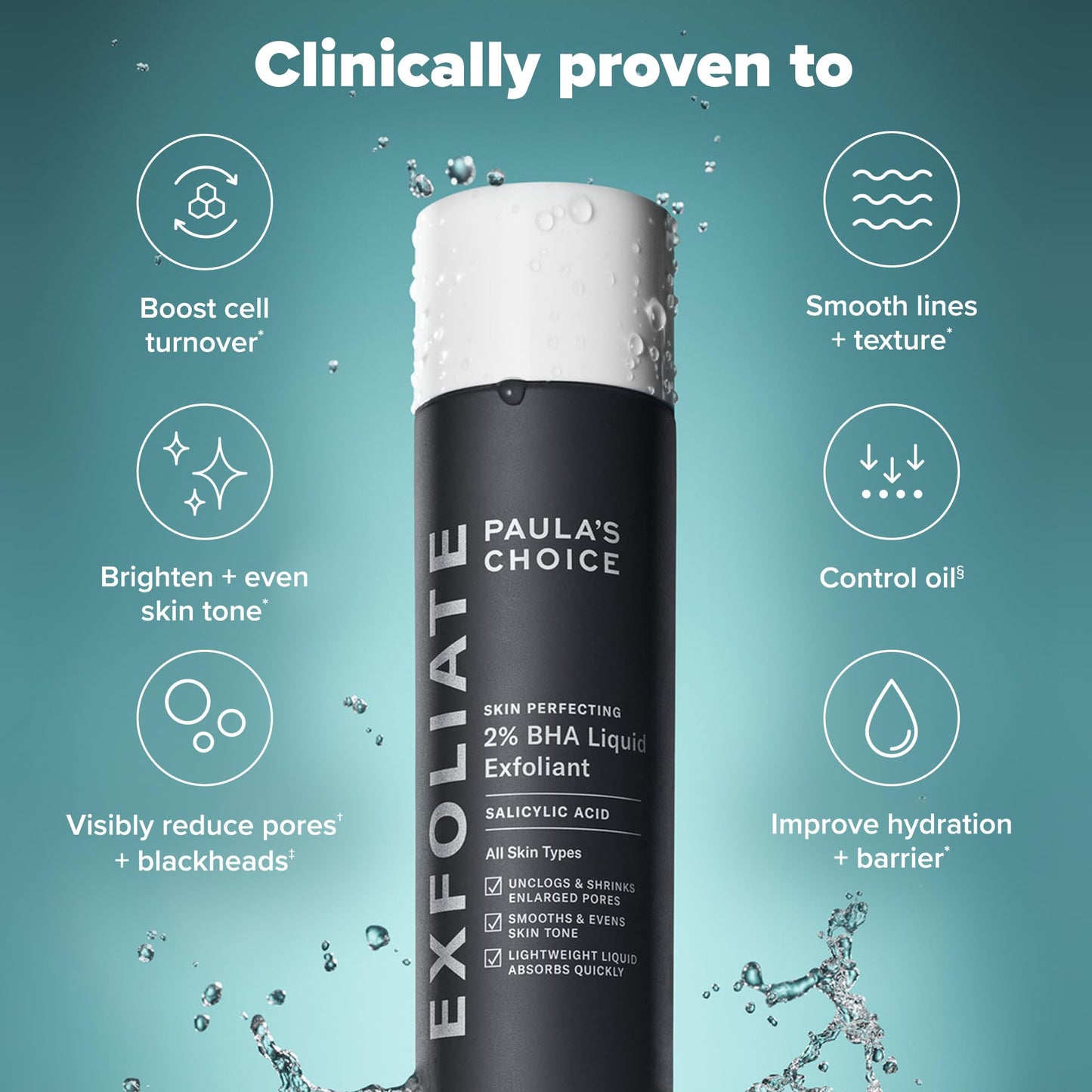 Paula's Choice Skin Perfecting 2% BHA Liquid Salicylic Acid Exfoliant, Gentle Facial Exfoliator for Blackheads, Large Pores, Wrinkles & Fine Lines, Travel Size, 1 Fluid Ounce