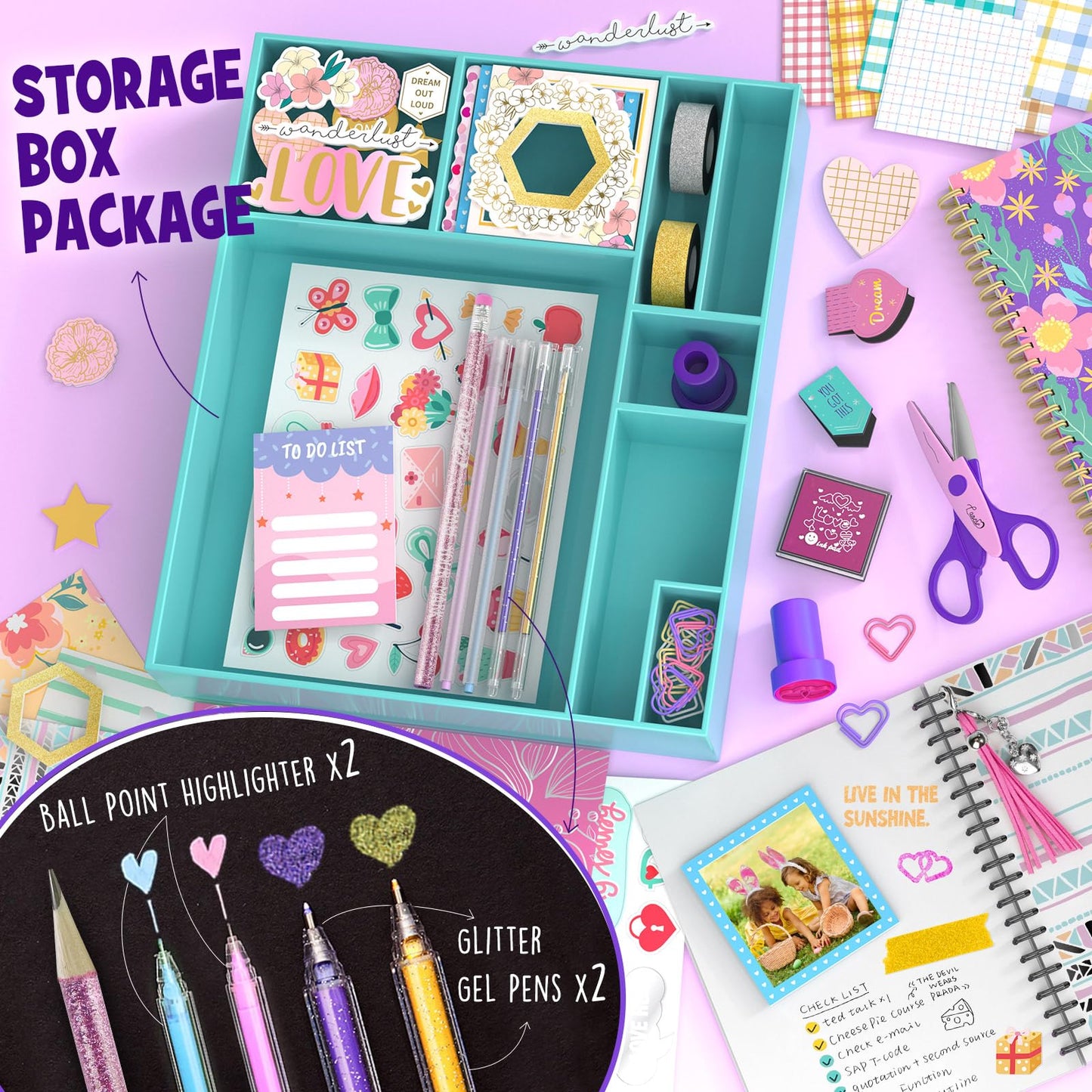 2-Pack Mega DIY Journal Kit - Gifts for Girls Ages 8 9 10 11 12 13 14 Year Old - Cool Birthday Gifts Ideas for Girls - Easter Art & Crafts for Kid - Teen Girls Trendy Stuff - Scrapbook & Diary Set