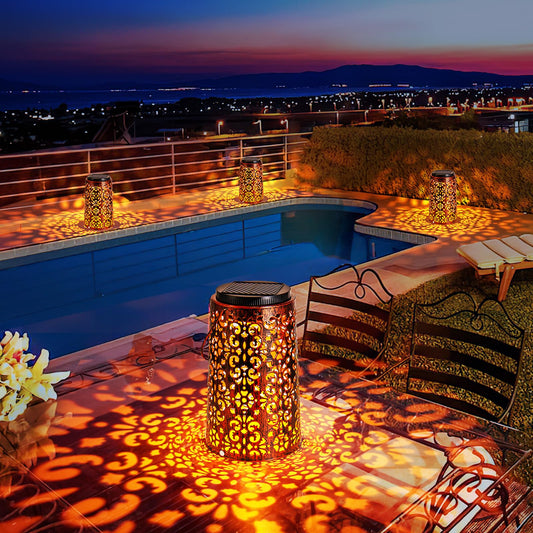 Solar Lanterns Outdoor Waterproof - 4 Pack Hanging Solar Lights Gifts for Women Mom Grandma Decorative Lantern for Patio Decor Garden Yard Backyard Porch Table Tree Lighting, Cool/Warm Light