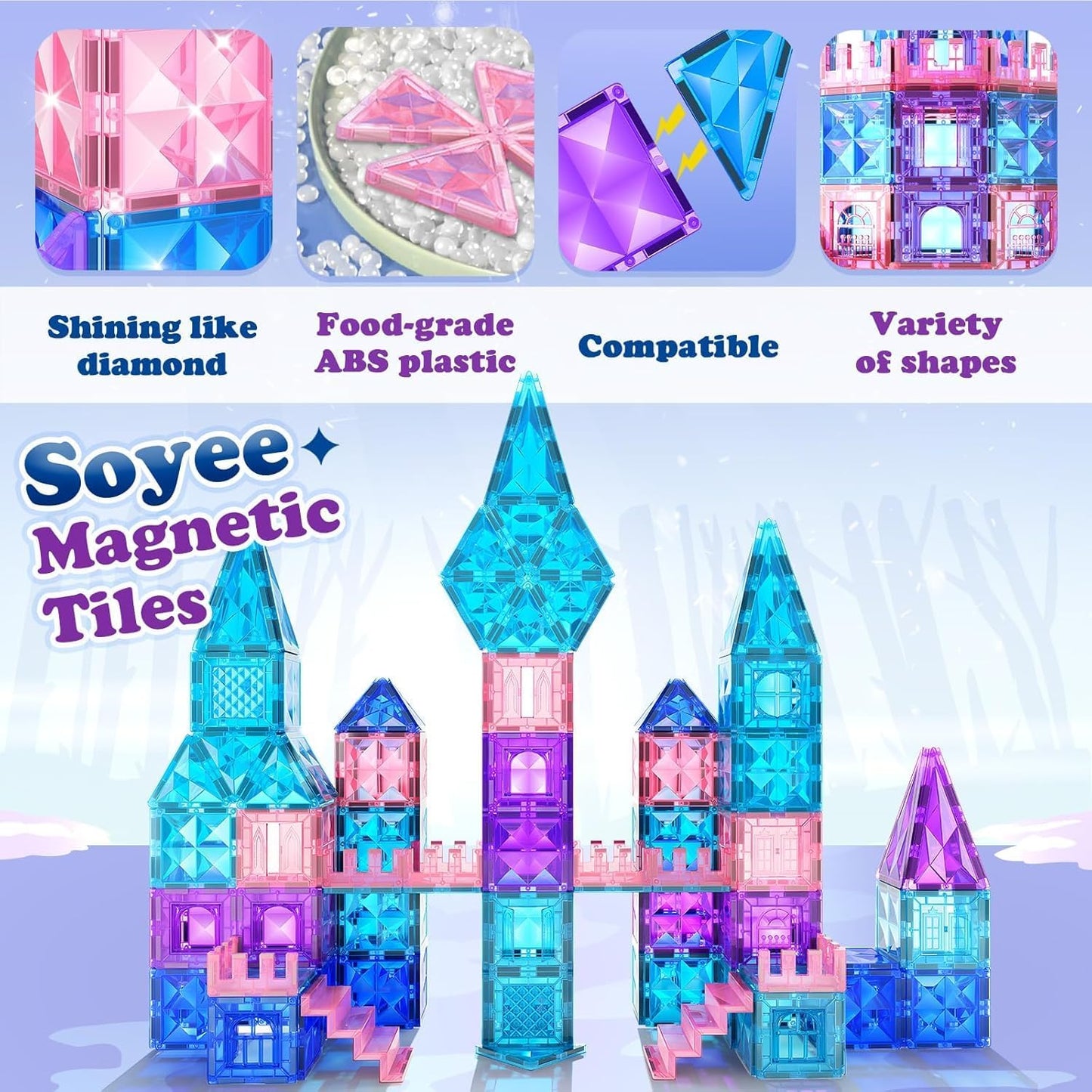 Soyee Diamond Magnetic Building Blocks - Princess Toys for 3-8 Year Old Girls & Boys - 3 4 5 6 Year Old Girl Birthday Xmas Present