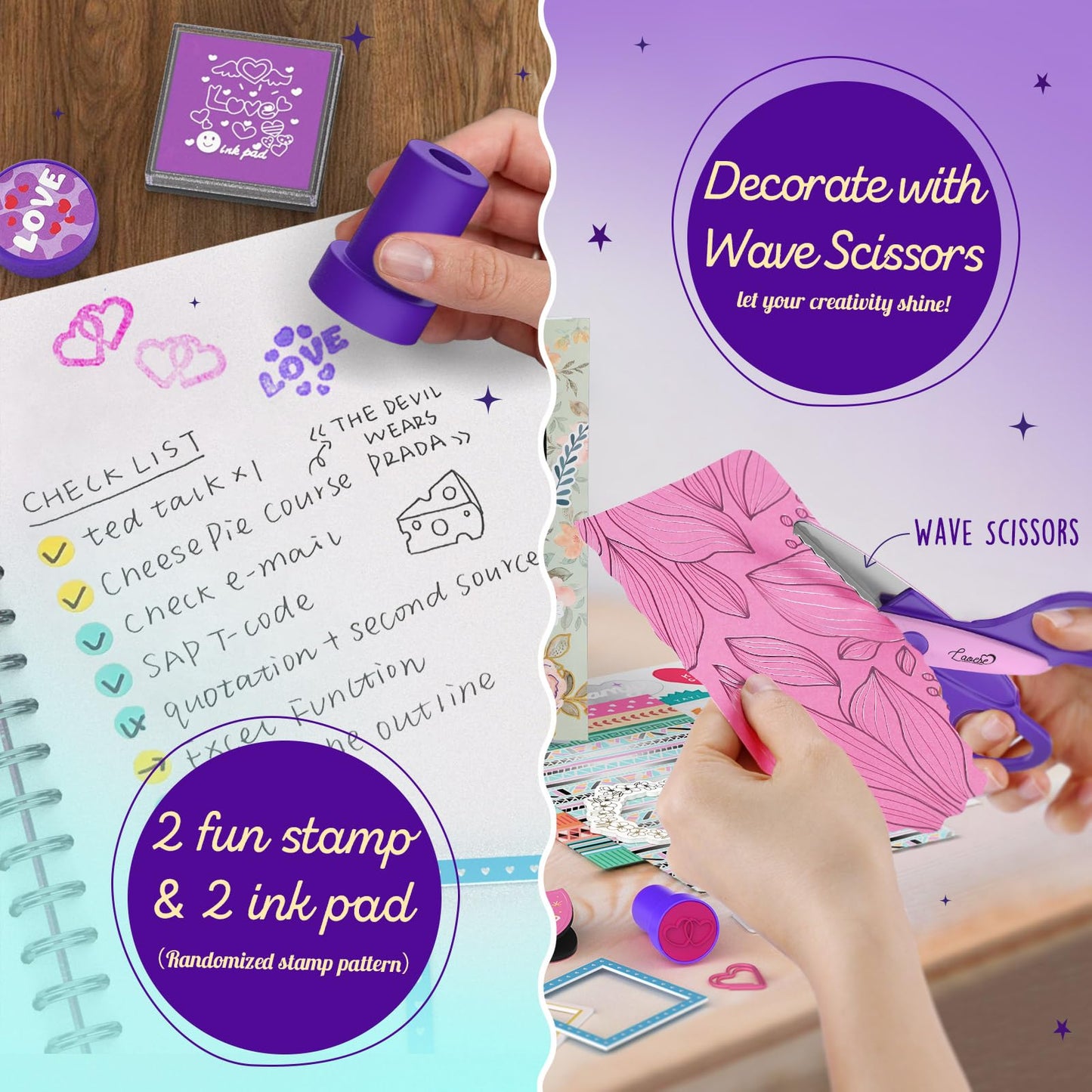 2-Pack Mega DIY Journal Kit - Gifts for Girls Ages 8 9 10 11 12 13 14 Year Old - Cool Birthday Gifts Ideas for Girls - Easter Art & Crafts for Kid - Teen Girls Trendy Stuff - Scrapbook & Diary Set