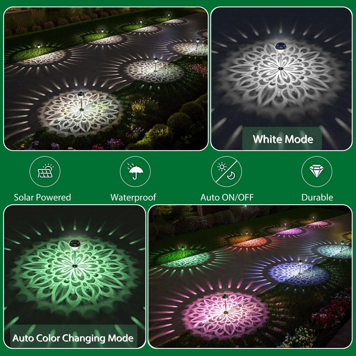 Twinkya 6 Pack Solar Lights Outdoor Waterproof Decorative Solar Garden Light for Outside Bright Led Solar Powered Pathway Landscape Lighting for Yard Path Backyard Walkway Sidewalk Patio Decor (White)