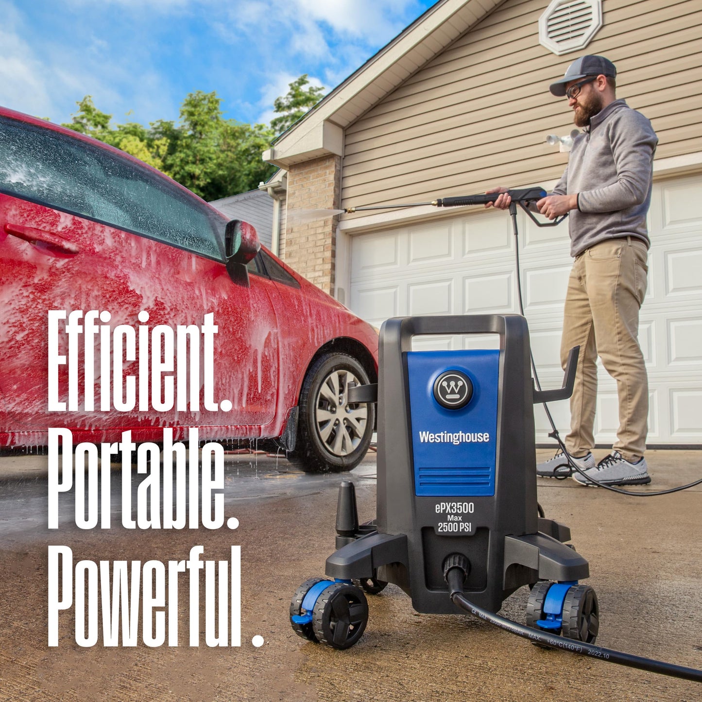 Westinghouse ePX3100 Electric Pressure Washer, 2300 Max PSI 1.76 Max GPM with Anti-Tipping Technology, Onboard Soap Tank, Pro-Style Steel Wand, 5-Nozzle Set, for Cars/Fences/Driveways/Home/Patios